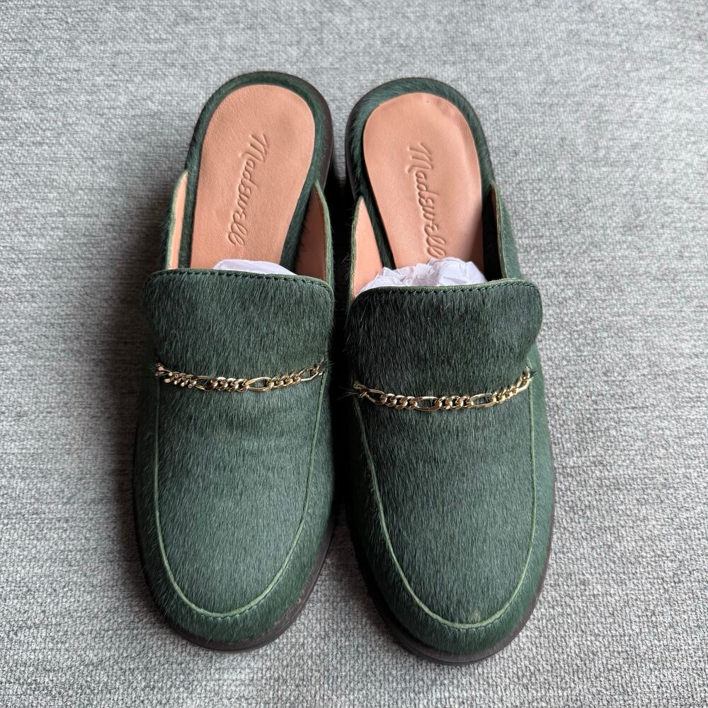 Madewell Farida Mules Calf Hair Chunky Heel Green Women's 7 - Picture 3 of 10